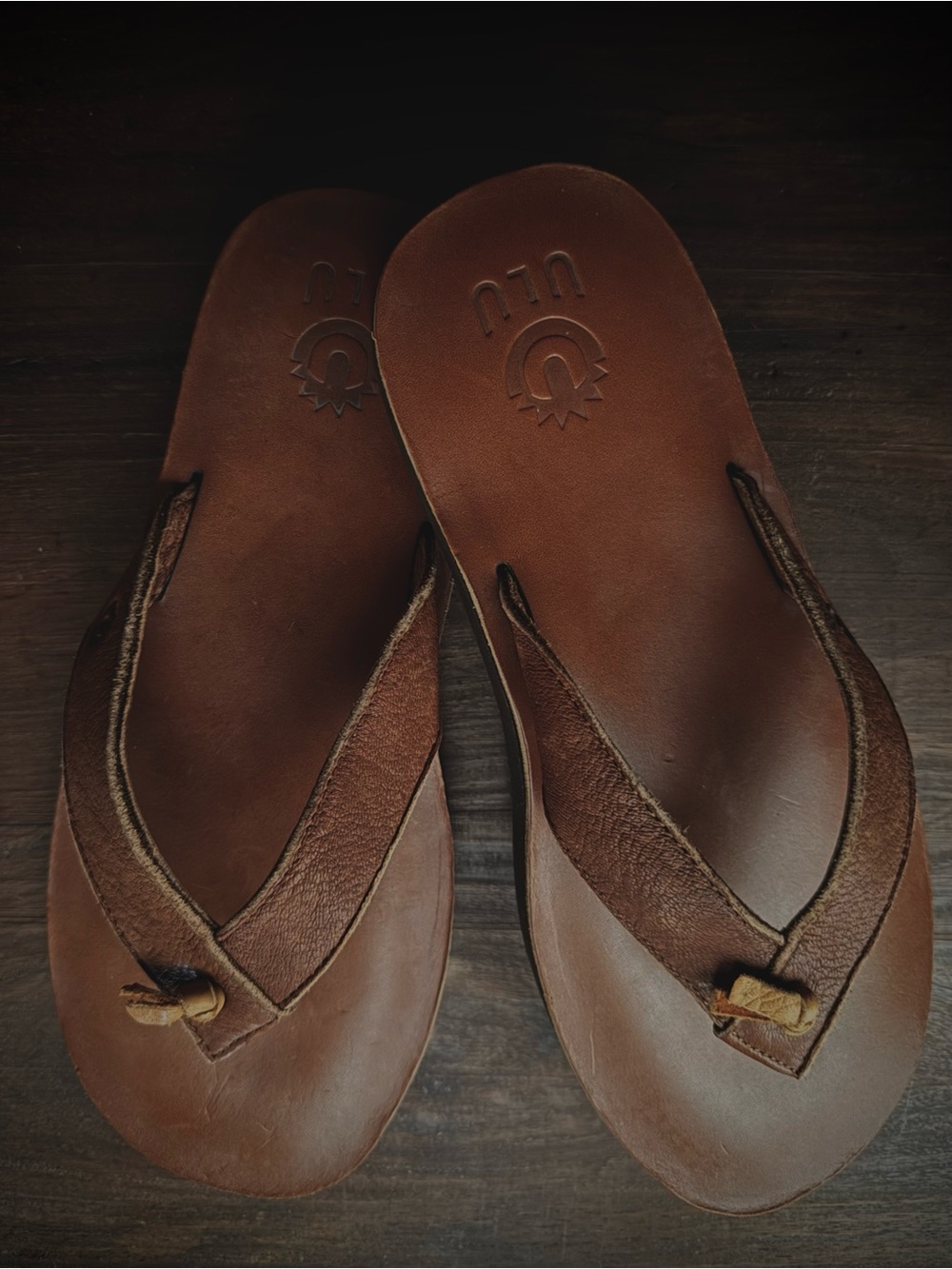 Ulu Full-Grain Leather Knotted Flip Flops | Tan | Men’s 9